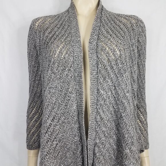 Eileen Fisher Sweaters - Eileen Fisher gray white heathered open front 100% Cotton cardigan ladies Small